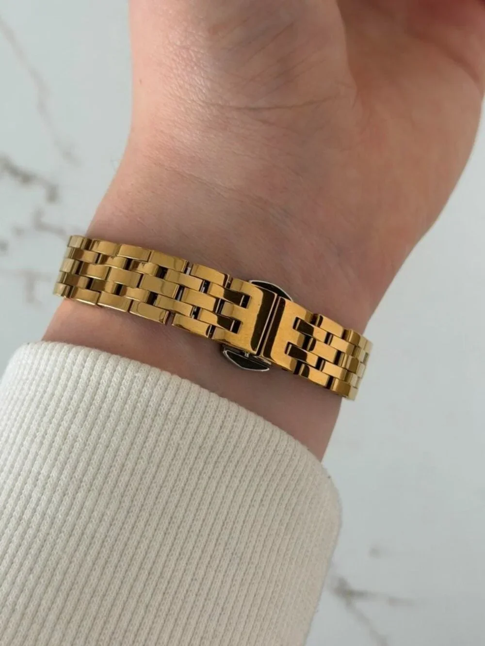 SKU0518 Retro Gold White‎ dial Women Minimalist Watch Bracelet Stainless steel